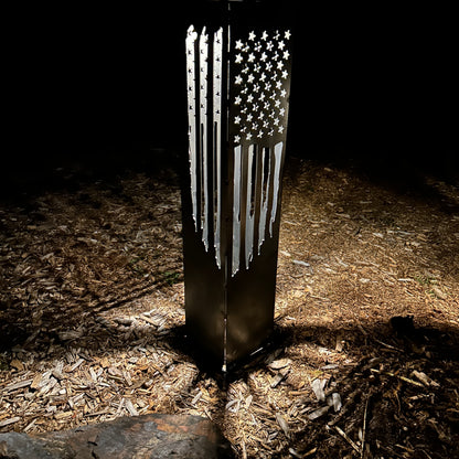 USA Distressed Flag Solar Pillar