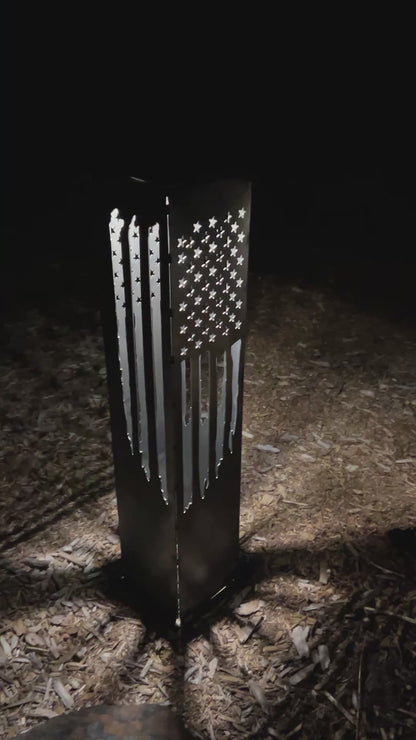 USA Distressed Flag Solar Pillar